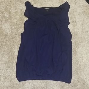 Express Navy Blue Flutter Sleeve Blouse